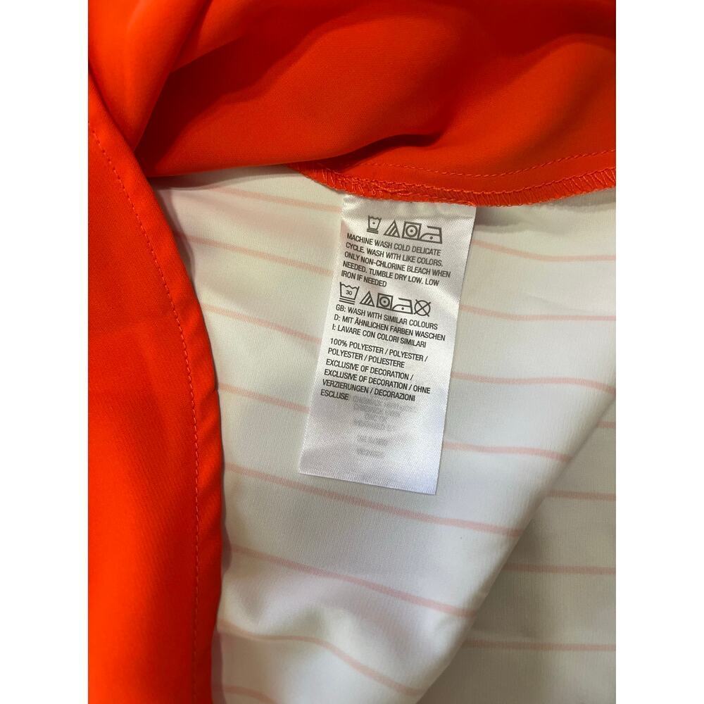 Peace Love World Women's Relaxed Woven Button Up Shirt, Orange, Size XXS - Picture 7 of 11